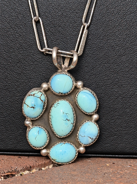 Native American handmade 24" Golden hills & Sterling Silver Necklace