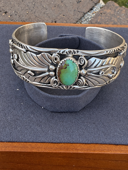 Native American, Handmade, Royston & Sterling silver Cuff