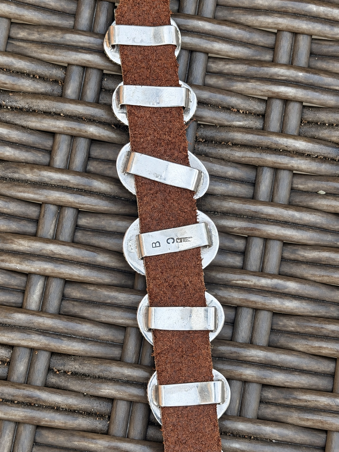 Navajo Silver Leather Turquoise Buckle Bracelet