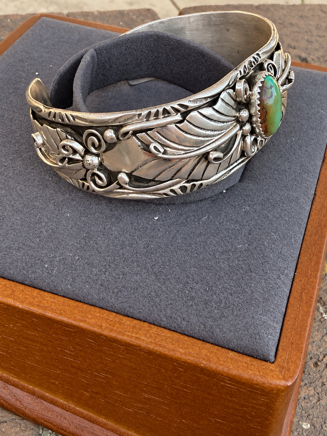 Native American, Handmade, Royston & Sterling silver Cuff