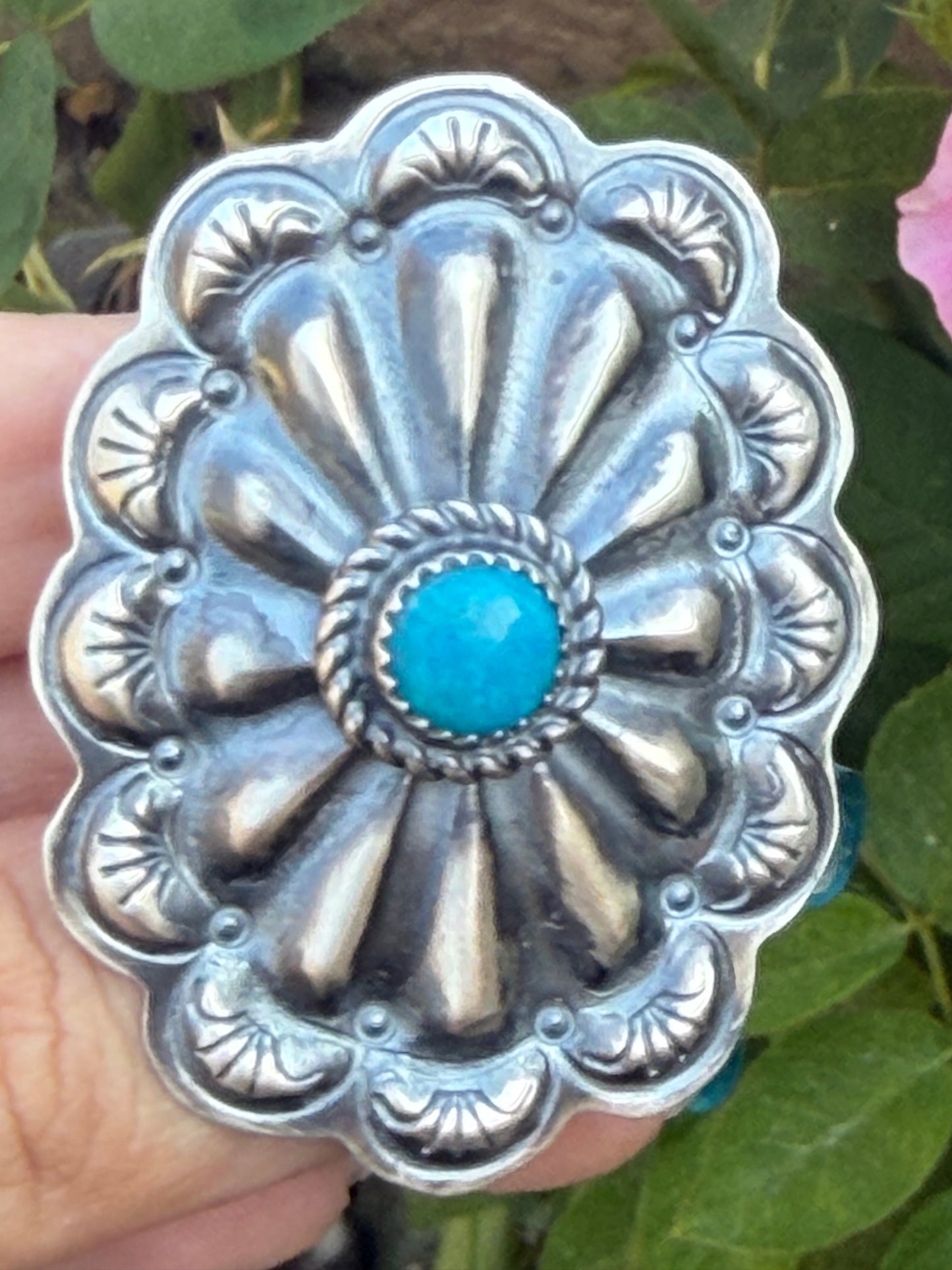 Native American, Hand-Made, Sterling Silver concho & kingman