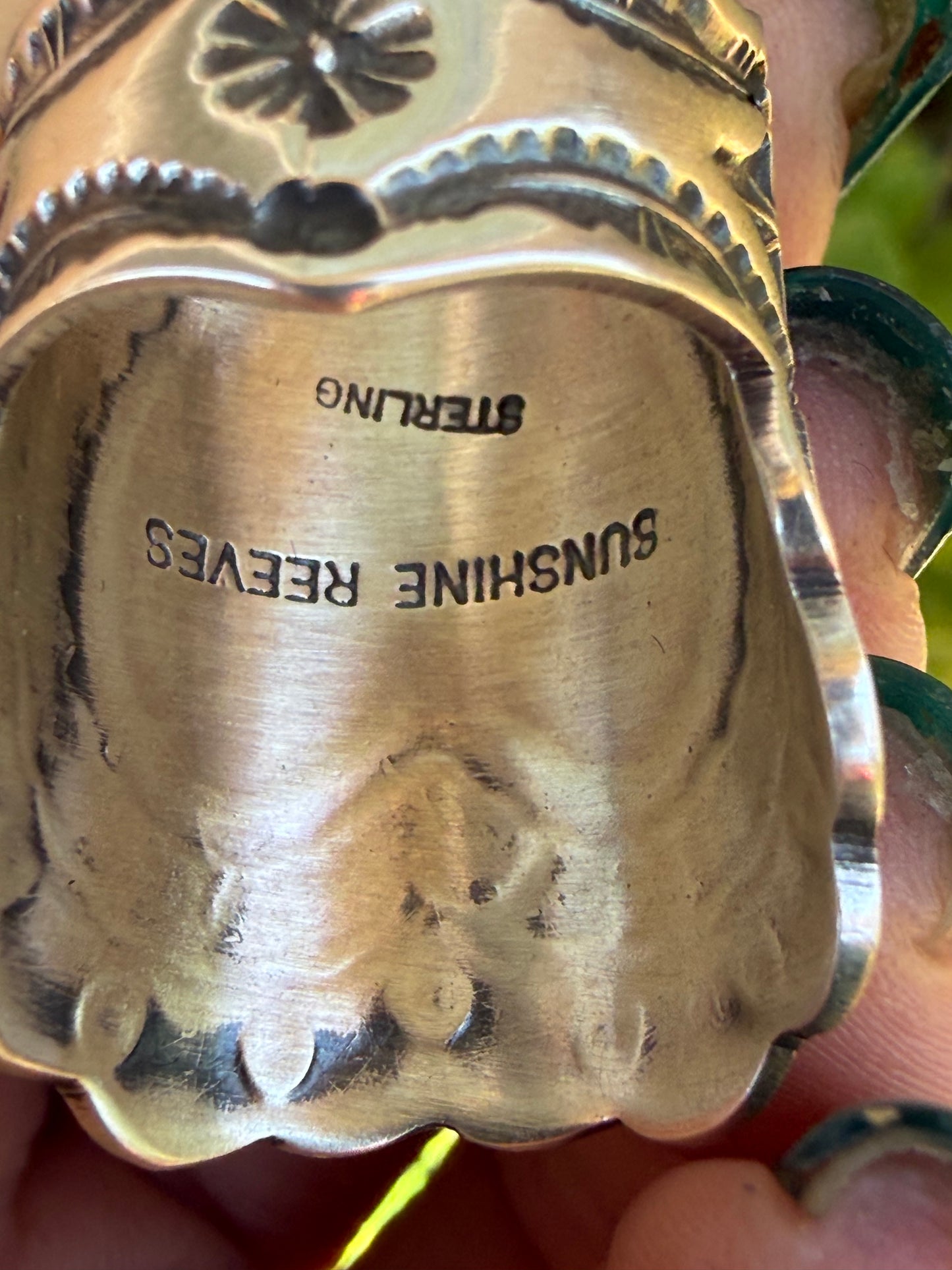 Native American, Hand-Made Heart Stamped Ring sterling silver