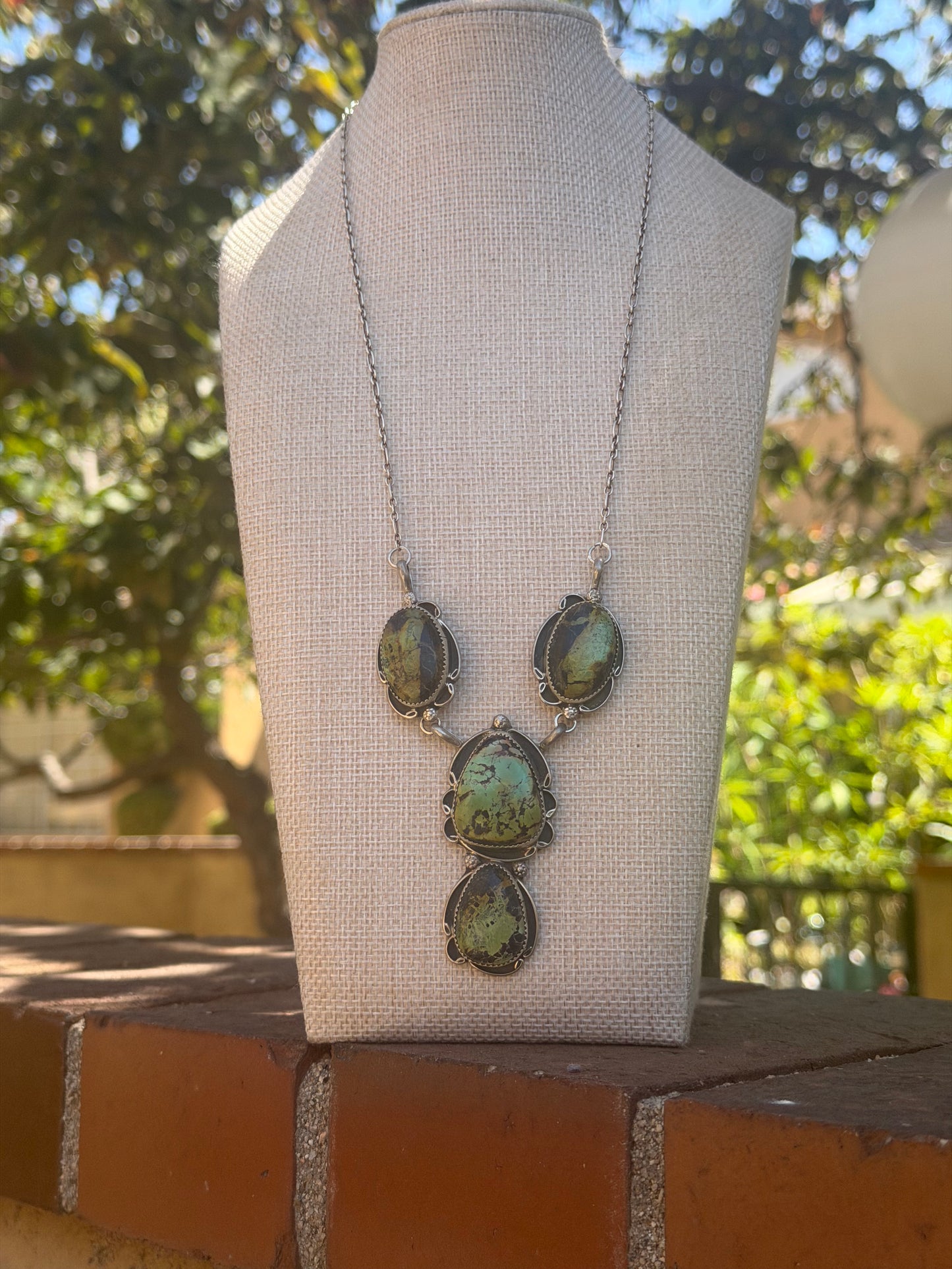 Native American, Hand-Made 25" Blackjack & Sterling Silver Lariat