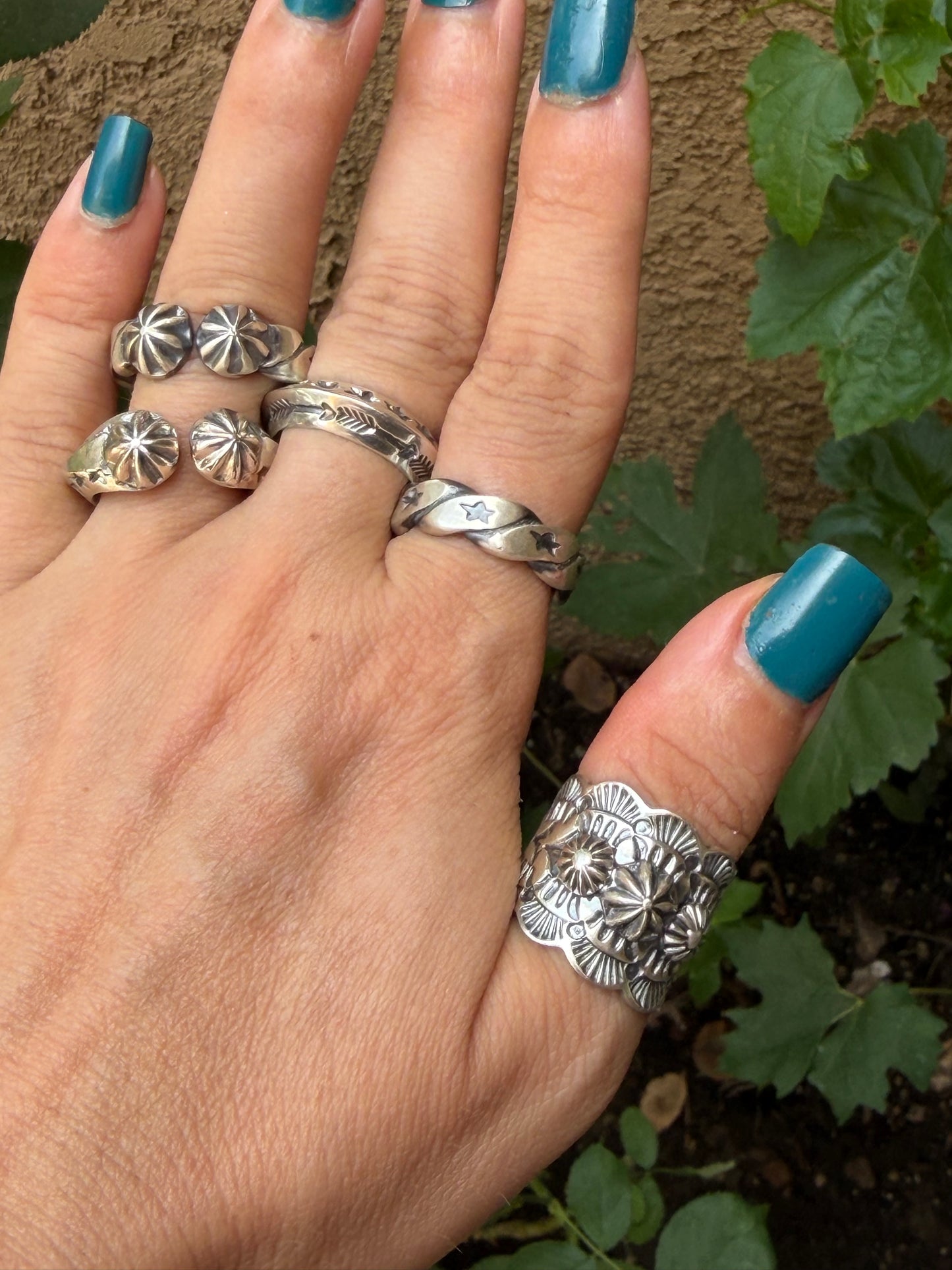 Native American, Hand-Made Sunshine Reeves Star Twisted Band sterling silver