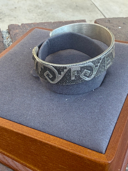 Native American, Handmade, Stamp Sterling silver Cuff