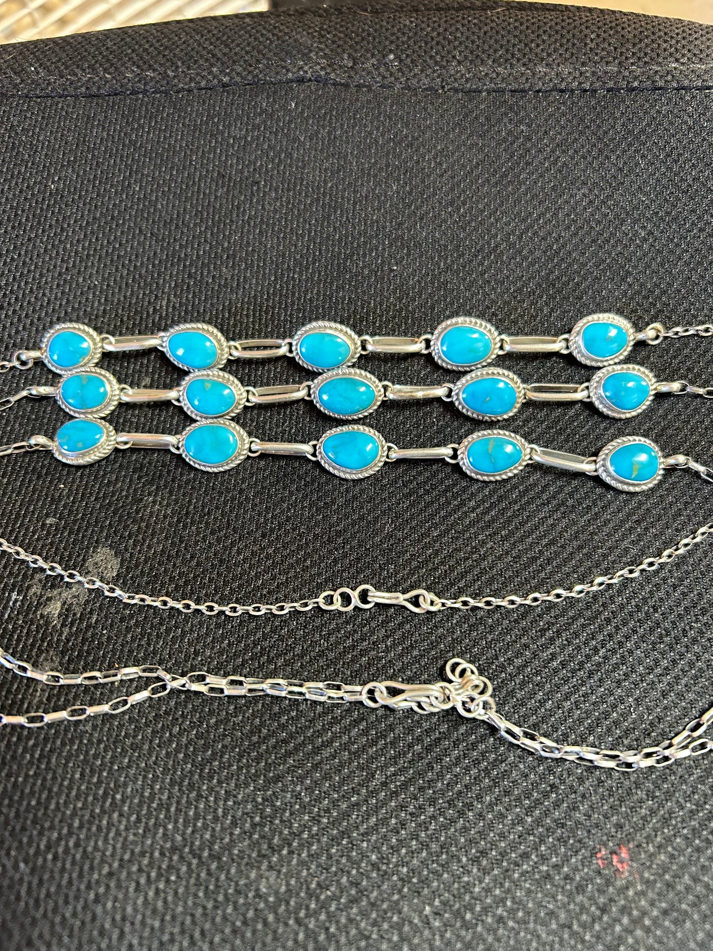Native American Kingman Turquoise & Sterling Silver Choker Necklace