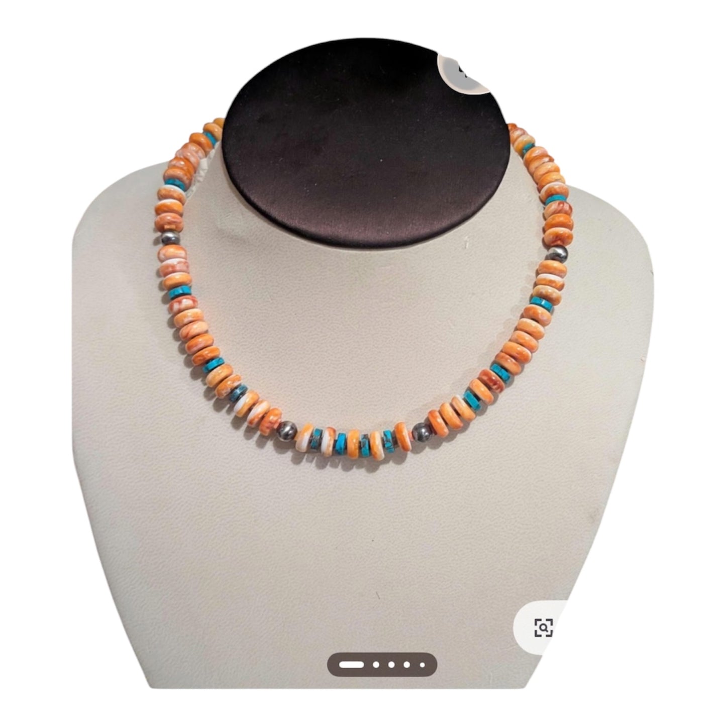 Navajo Natural Orange Spiny and Turquise Necklace