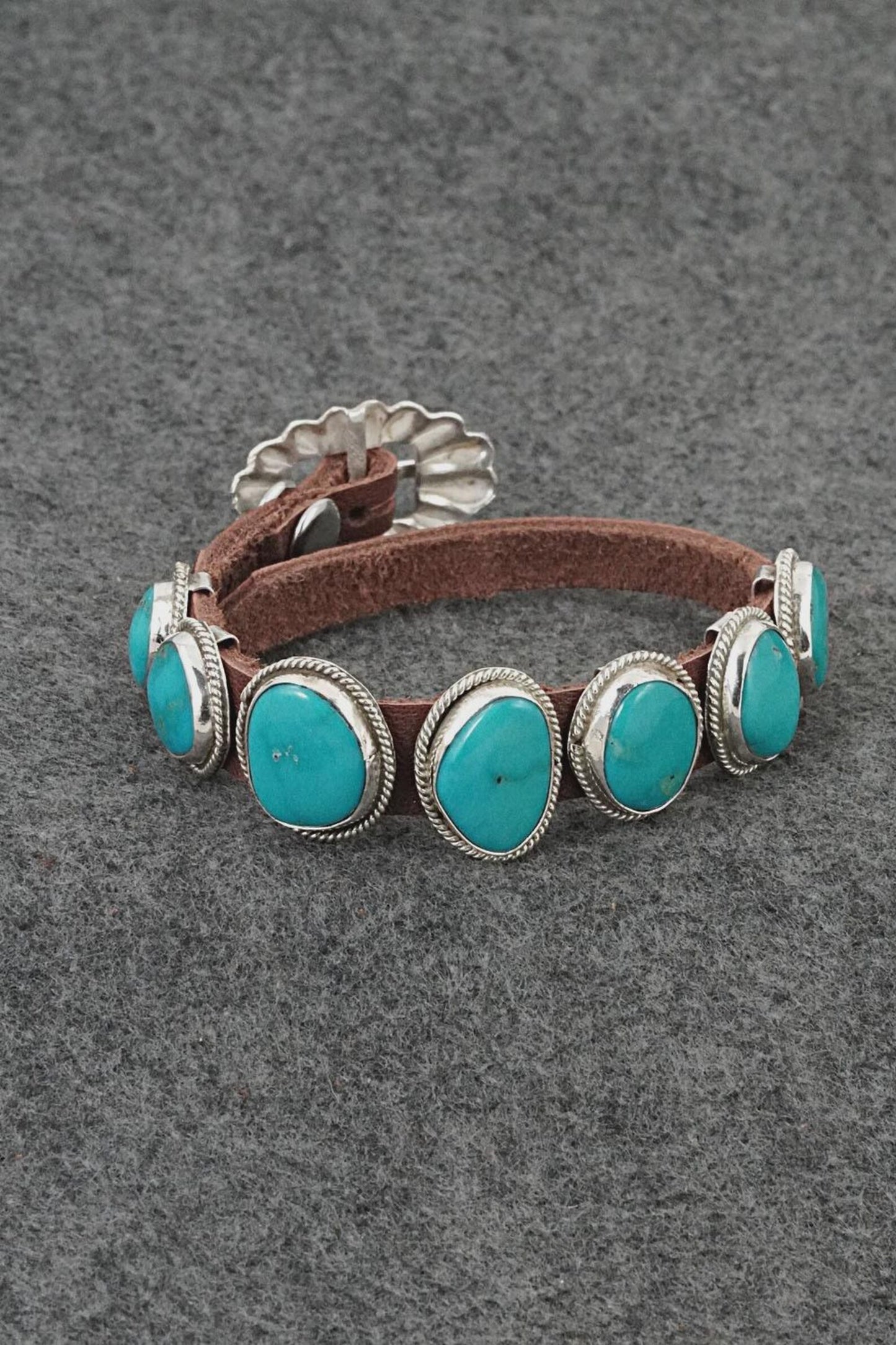 Turquoise & Sterling Silver Leather Bracelet