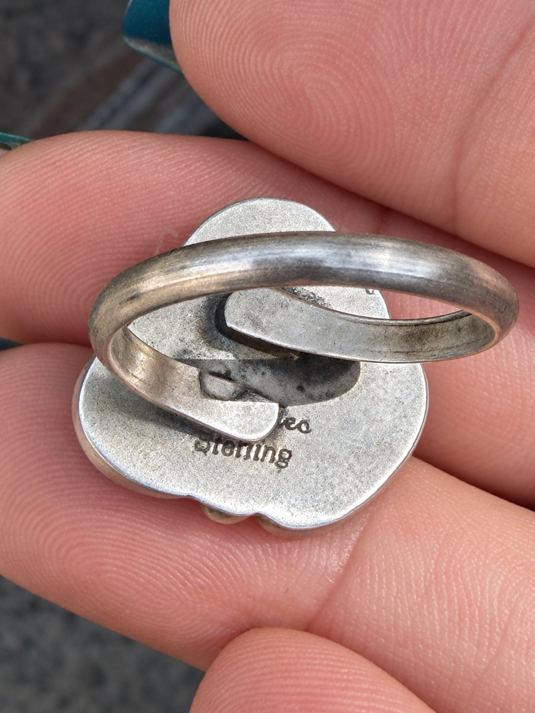 Native American Handmade Kingman & Sterling Silver Adjustable Ring