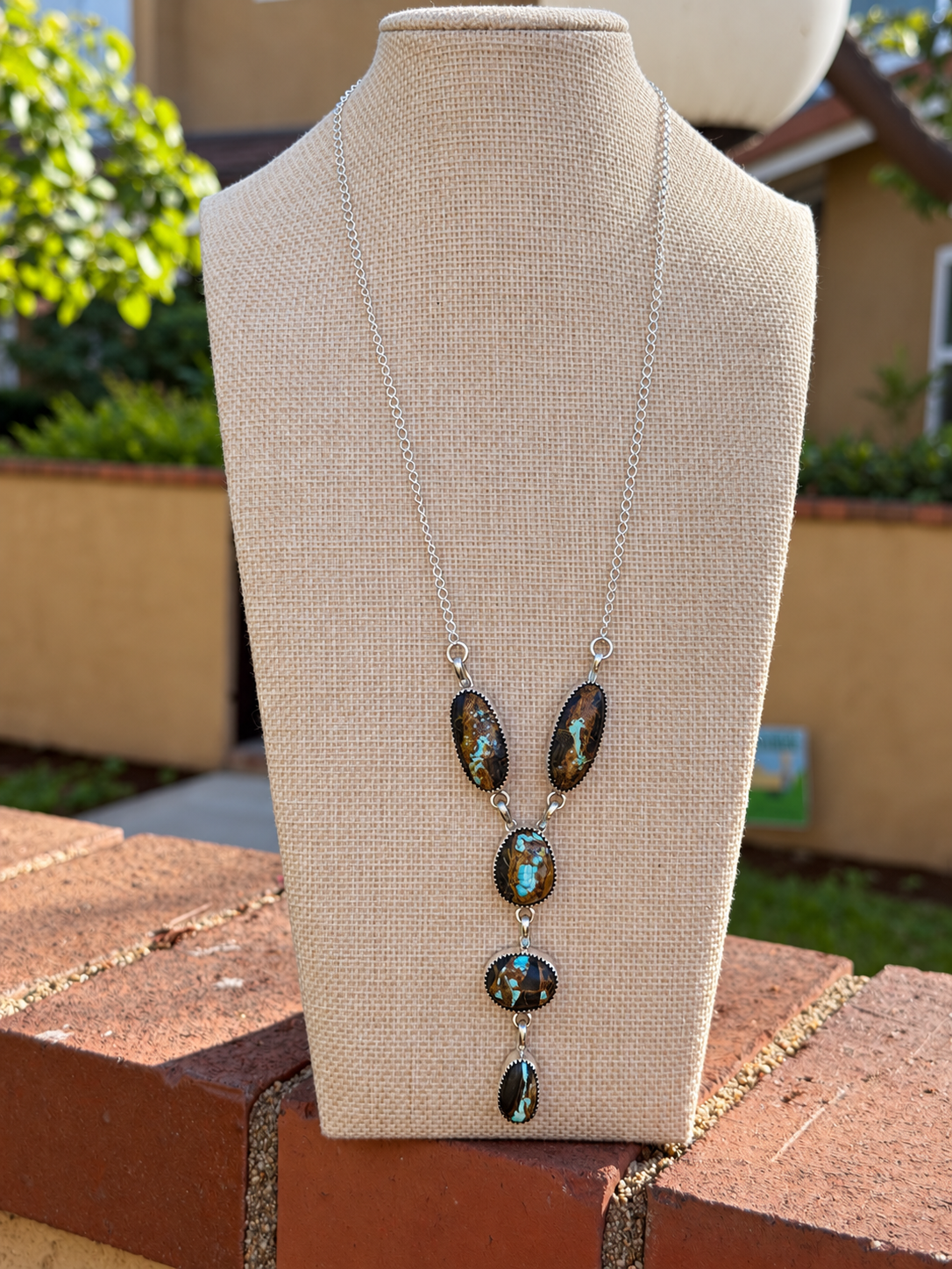 Jennifer Begay ,Native American Handmade 25" Blackjack & Sterling Silver Lariat