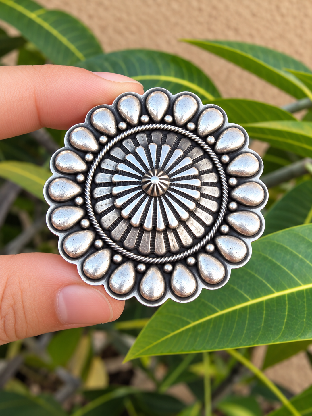 Tom Lewis, Sterling Silver Concho Ring Adjustable