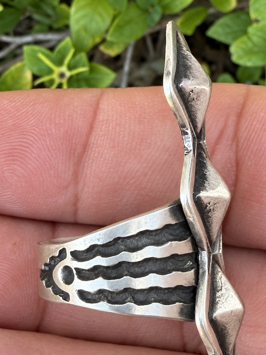 Native American Handmade Diamond All Sterling Silver Ring