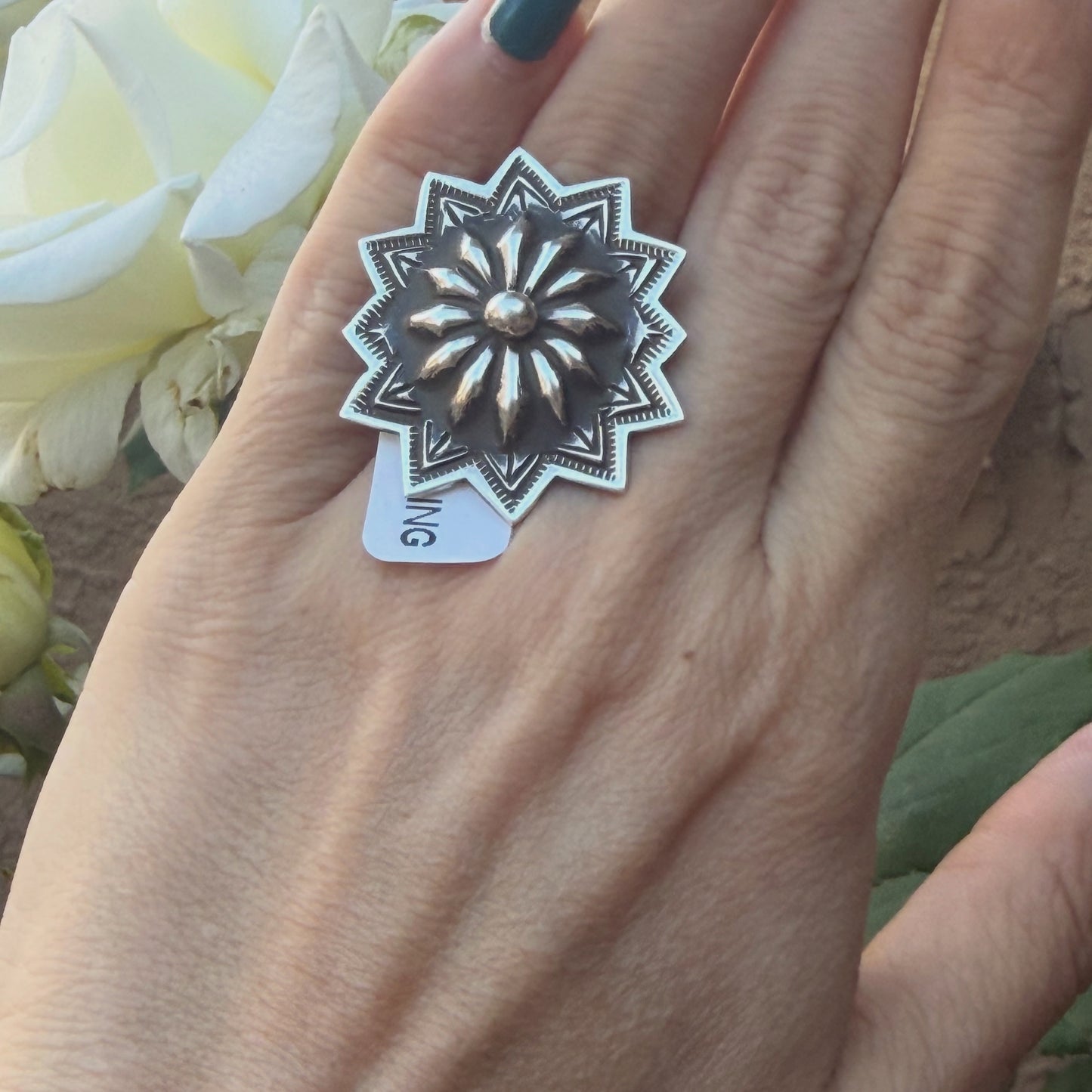 Ntive American Concho Adjustable sterling sillver Ring
