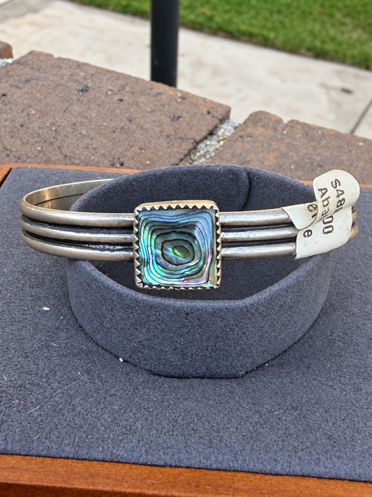 Native American, Handmade, Abalone & Sterling silver Cuff