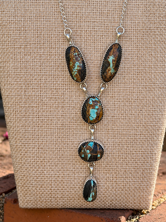 Jennifer Begay ,Native American Handmade 25" Blackjack & Sterling Silver Lariat