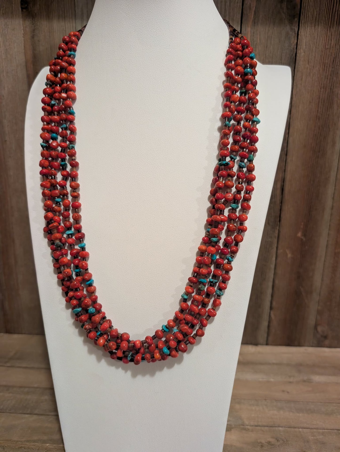 Navajo 5-Strand Natural Apple Coral Necklace