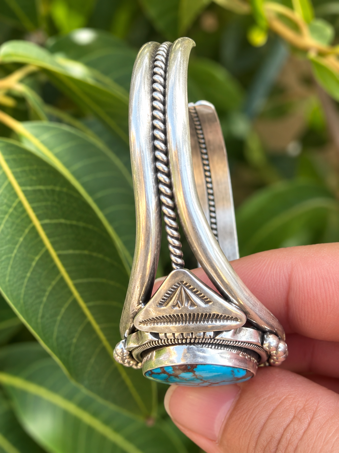 Native American, Handmade, Egyption Turquise & Sterling Silver Cuff