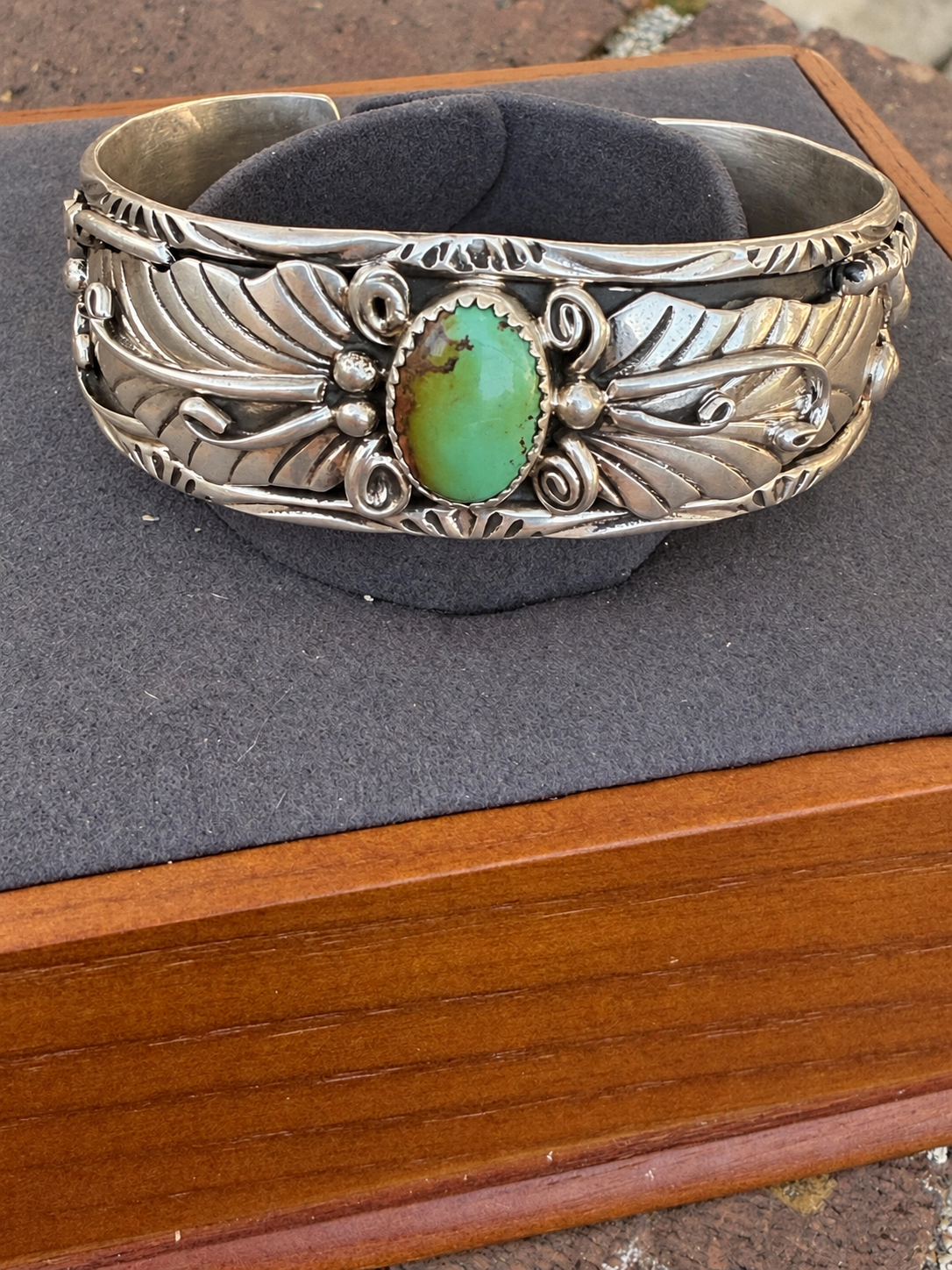 Native American, Handmade, Royston & Sterling silver Cuff