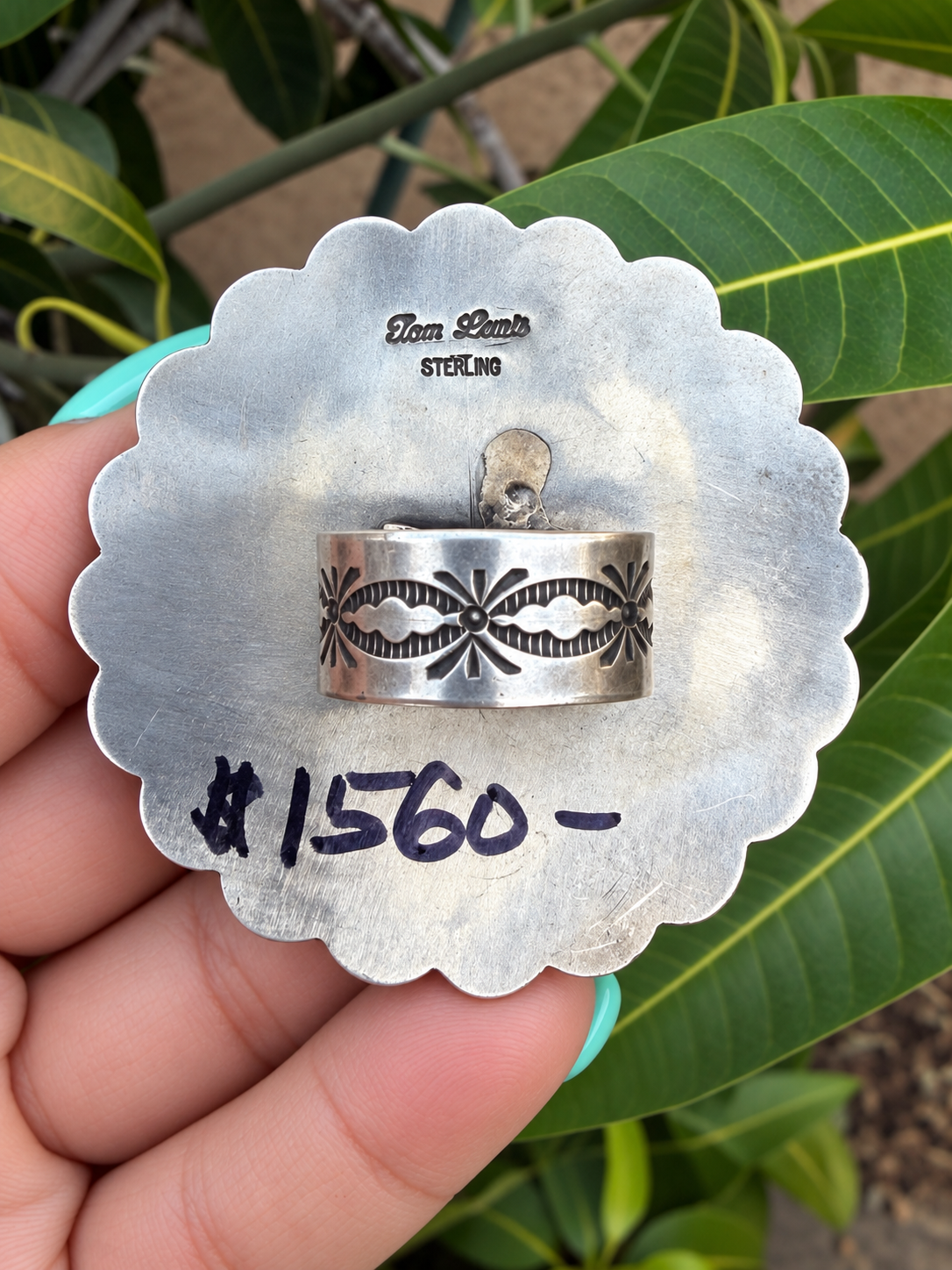 Tom Lewis, Sterling Silver Concho Ring Adjustable