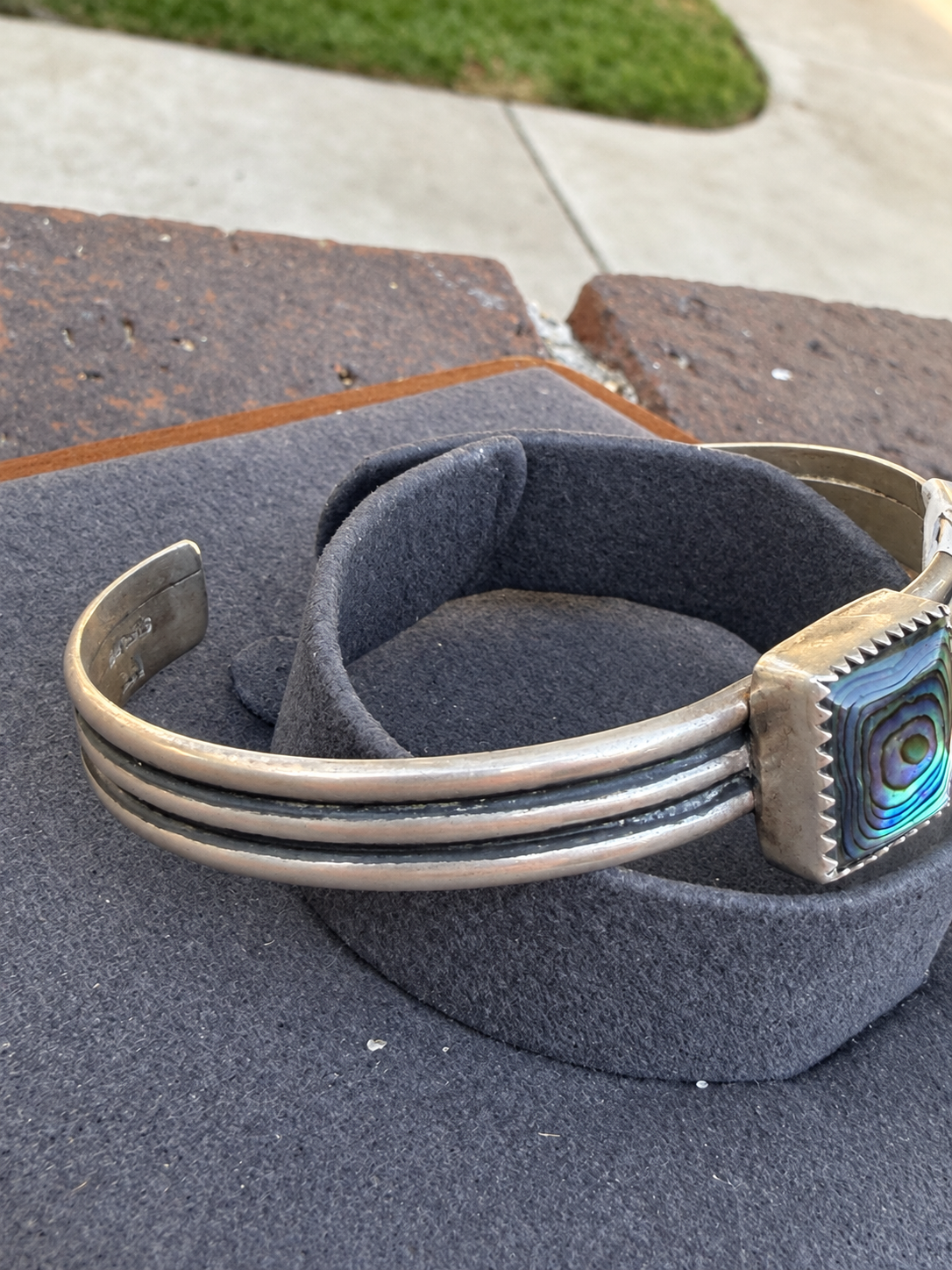 Native American, Handmade, Abalone & Sterling silver Cuff