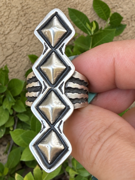 Native American Handmade Diamond All Sterling Silver Ring