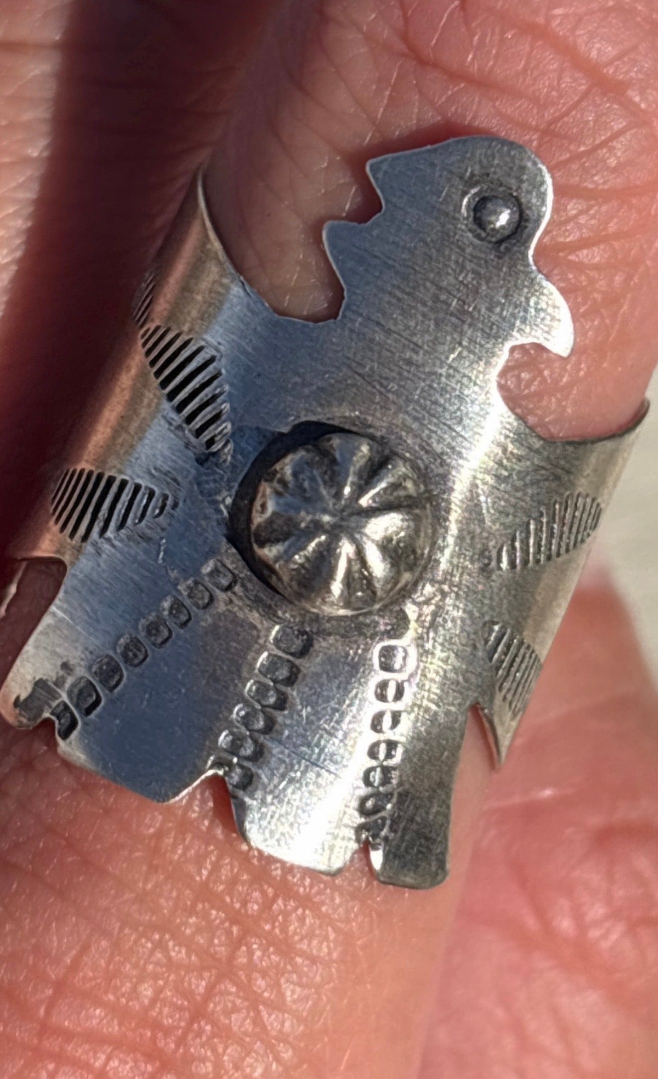 Native American, Hand-Made, Sterling Silver Thunderbird Ring