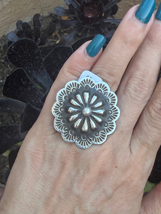 Ntive American Concho Adjustable sterling sillver Ring