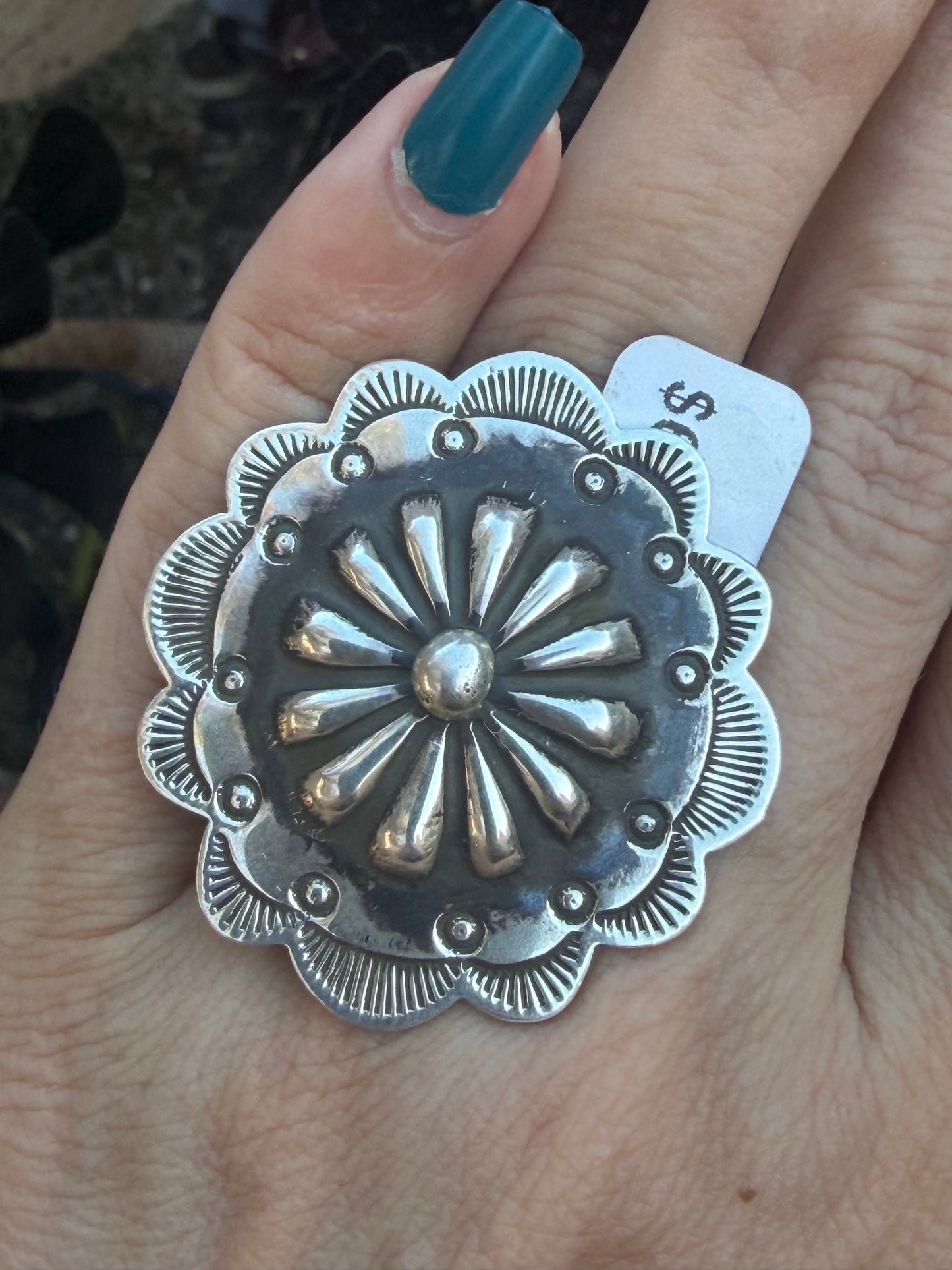 Ntive American Concho Adjustable sterling sillver Ring