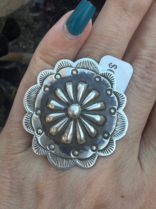 Ntive American Concho Adjustable sterling sillver Ring