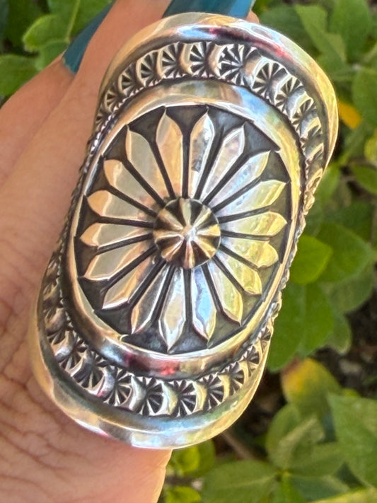 Native American, Hand-Made concho  Ring sterling silver