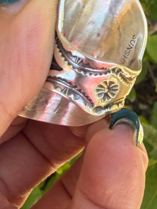 Native American, Hand-Made concho  Ring sterling silver