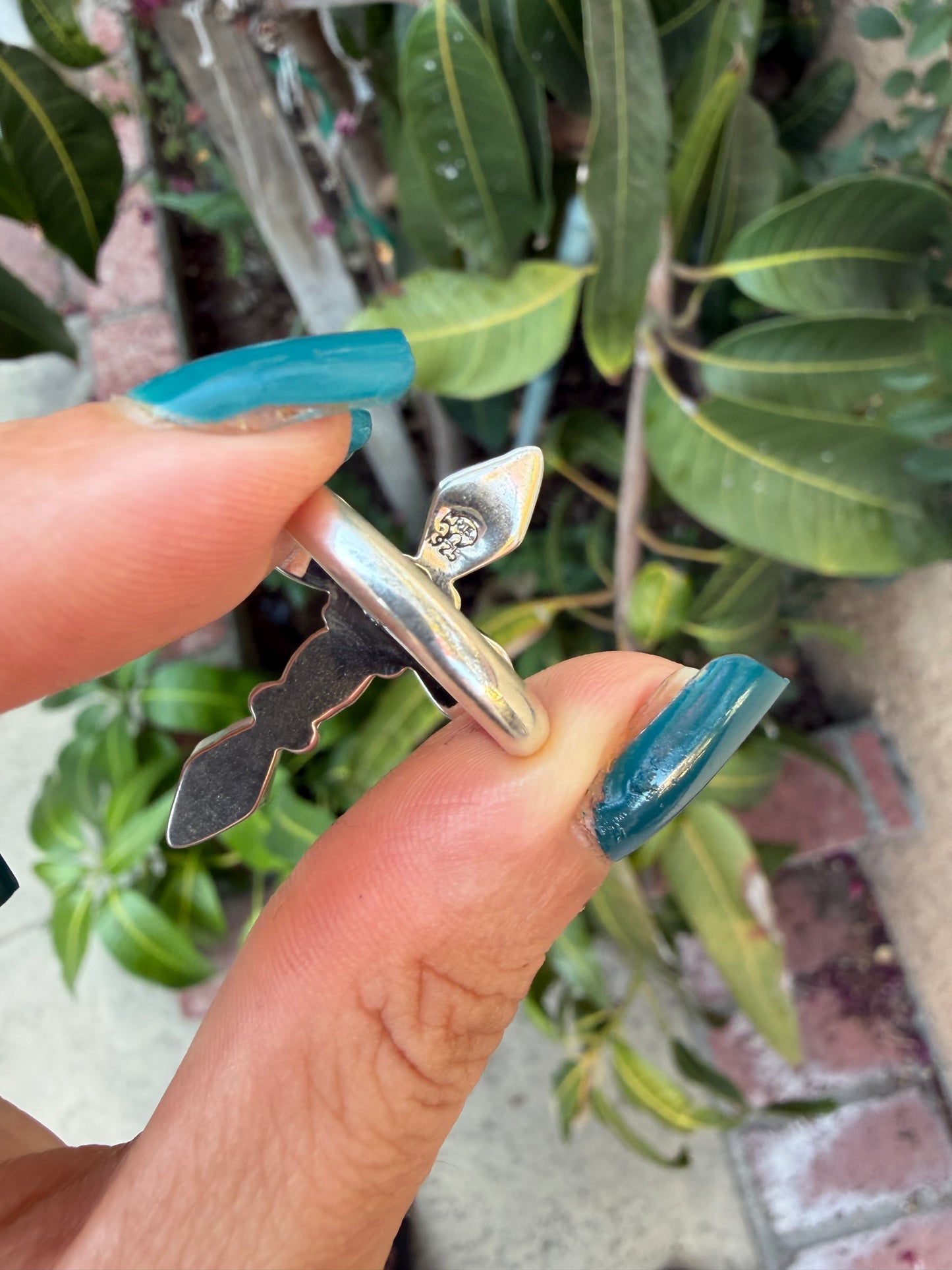 Native American, Hand-Made, Turquoise & Sterling Silver Cross Ring