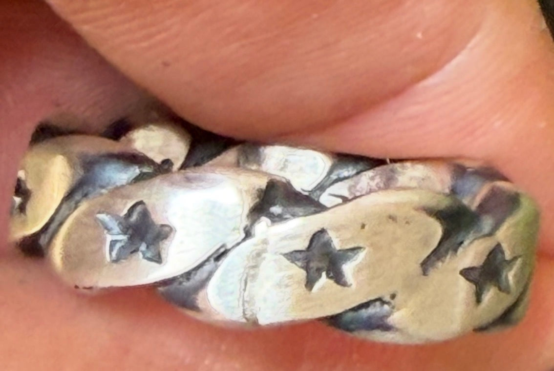 Native American, Hand-Made Sunshine Reeves Star Twisted Band sterling silver