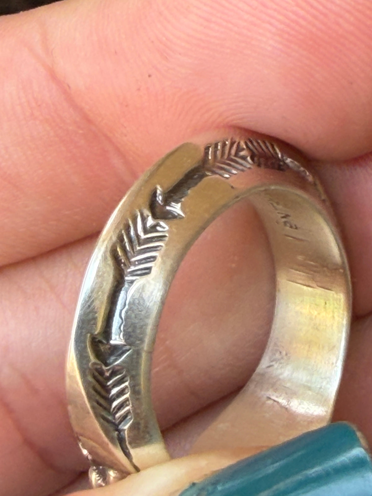 Native American, Hand-Made Sunshine Reeves Arrow & Star Band sterling silver