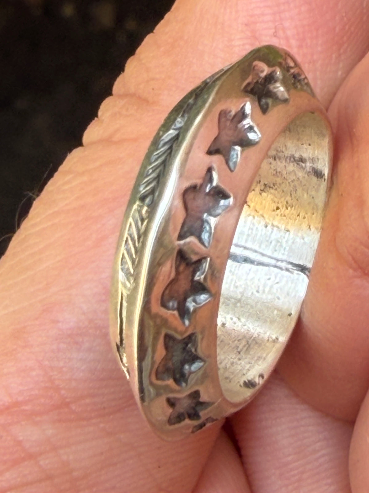 Native American, Hand-Made Sunshine Reeves Arrow & Star Band sterling silver
