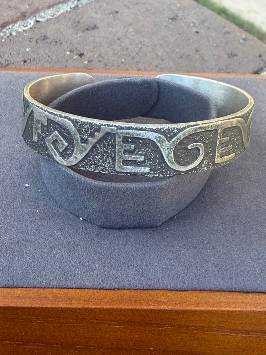 Native American, Handmade, Stamp Sterling silver Cuff