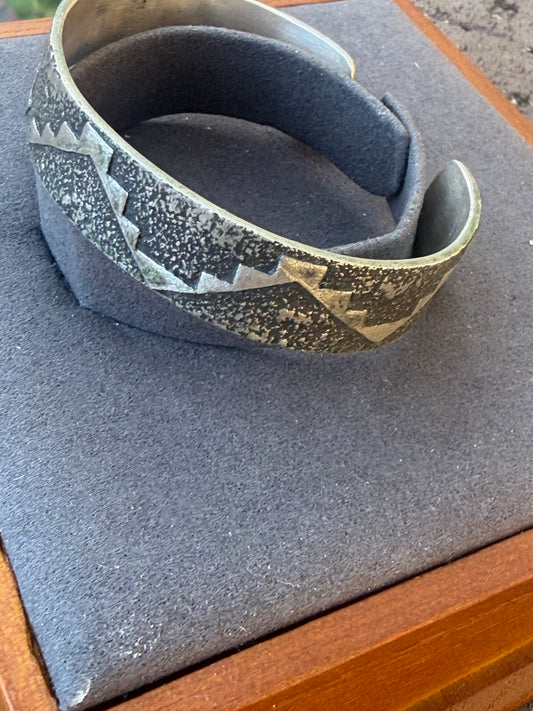 Native American, Handmade, Stamp Sterling silver Cuff