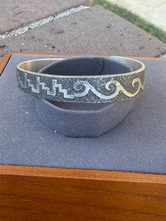 Native American, Handmade, Stamp Sterling silver Cuff