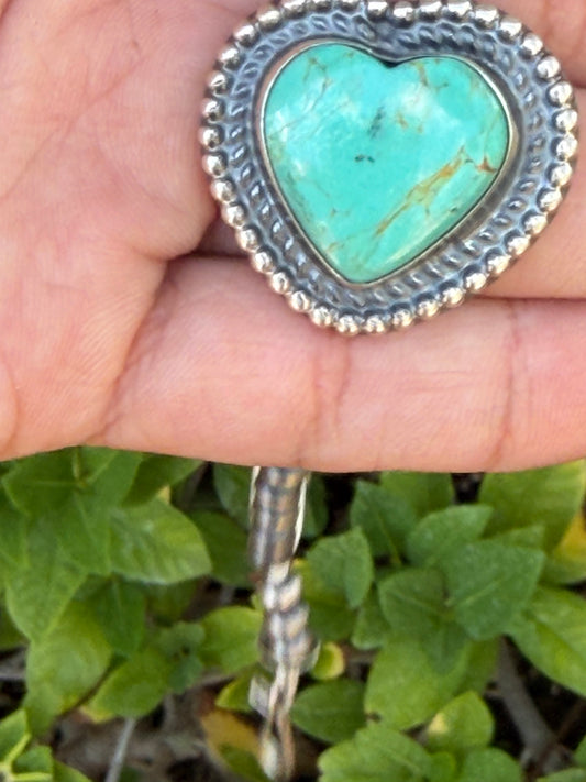 Native American Handmade Heart kingman & Sterling silver Pendant only