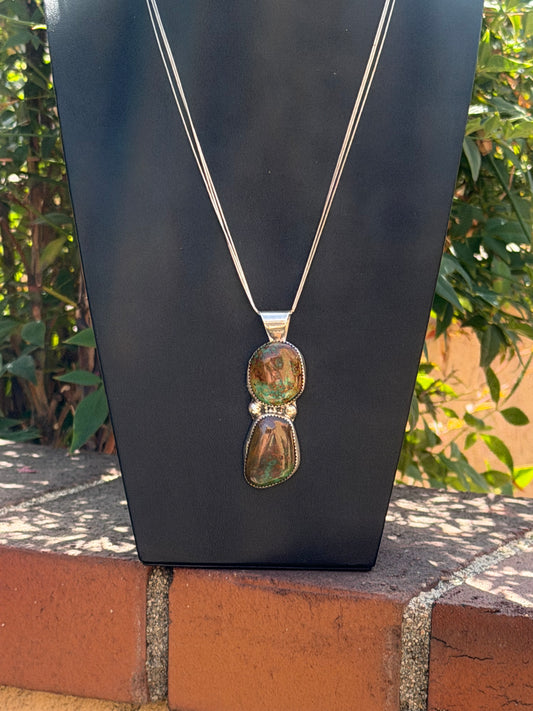 Native American, Handmade Royston & Sterling Silver necklace