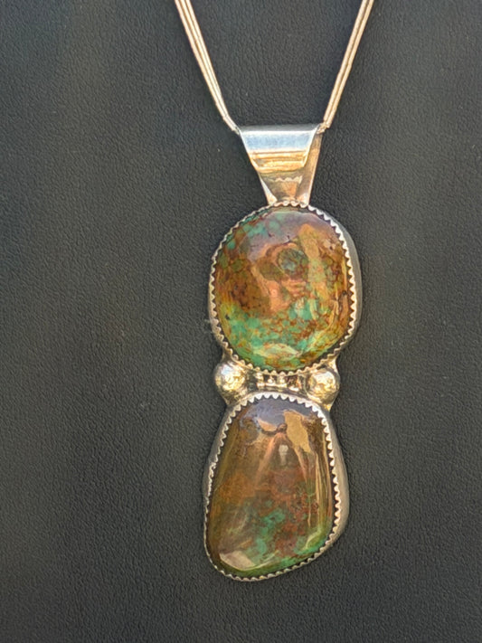 Native American, Handmade Royston & Sterling Silver necklace
