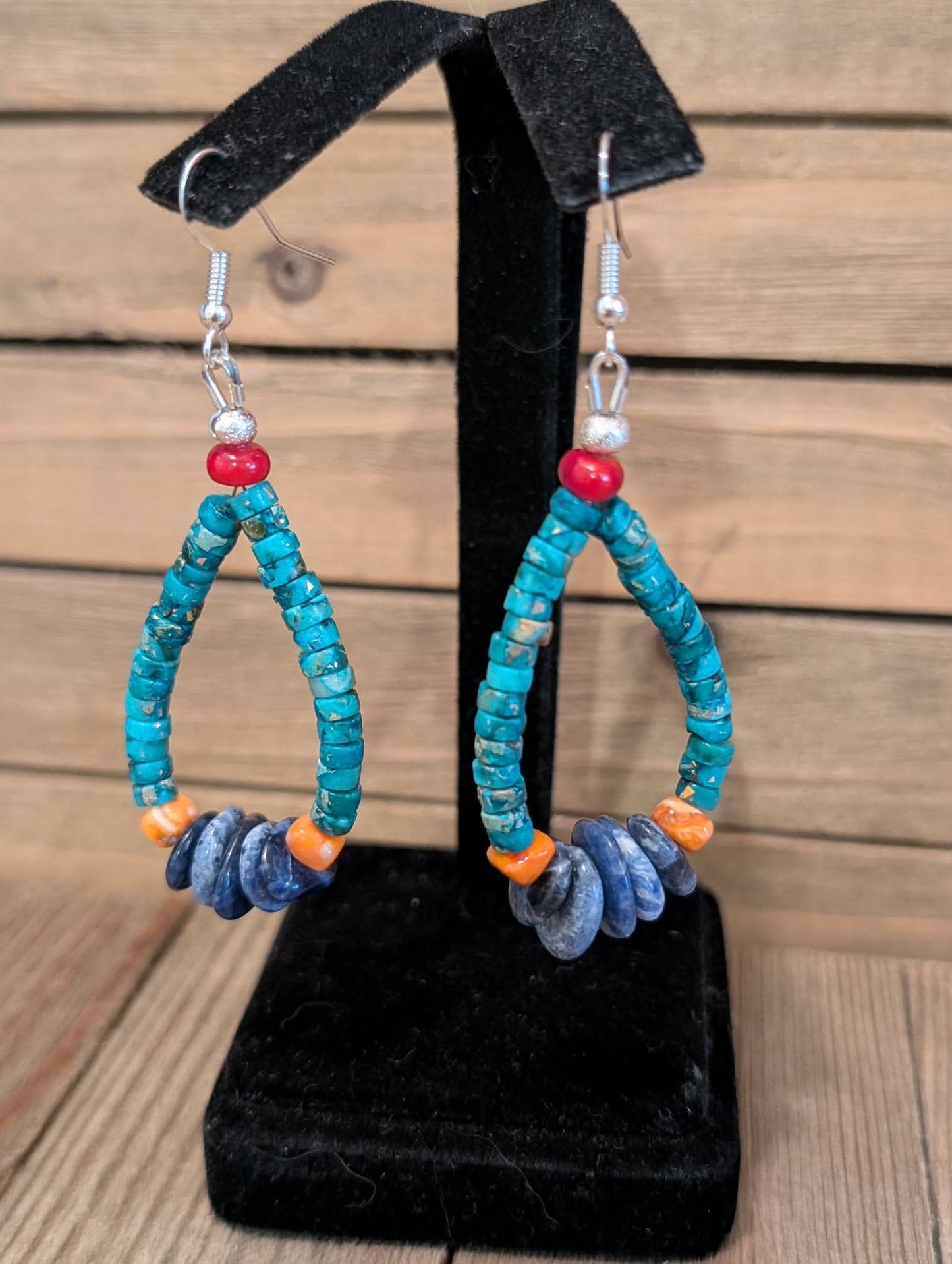 Turquoise Jasper & Lapis Jacla Style Navajo Earrings Navajo Earrings