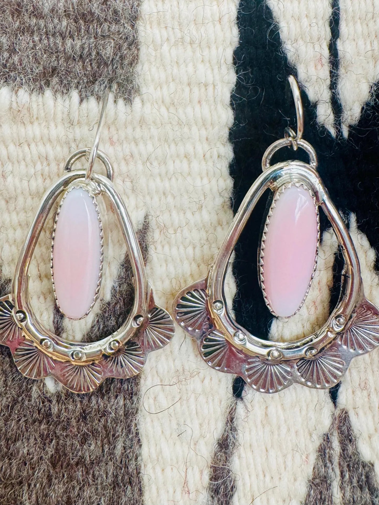 pink conch shell sterling silver earrings