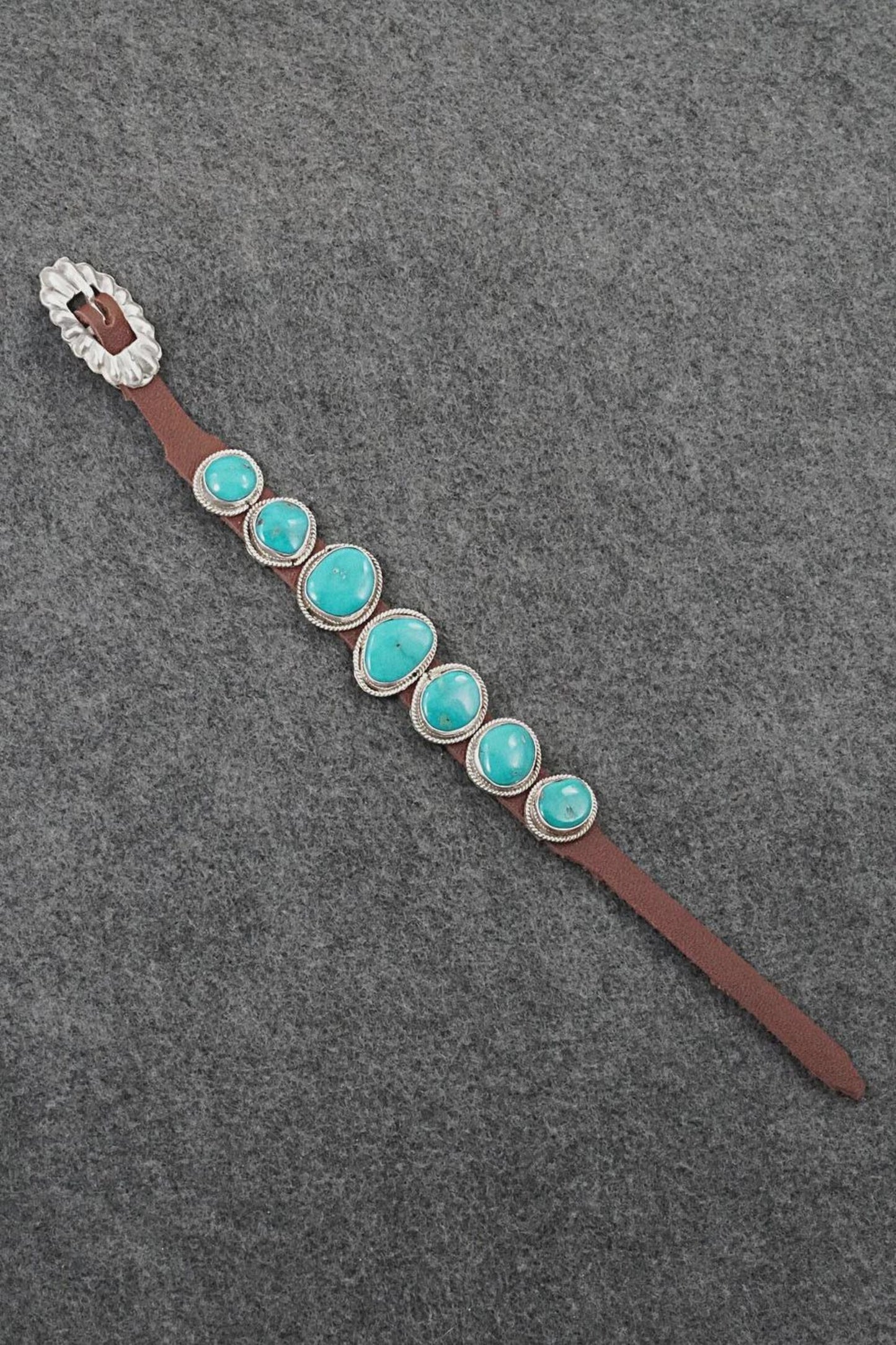 Turquoise & Sterling Silver Leather Bracelet