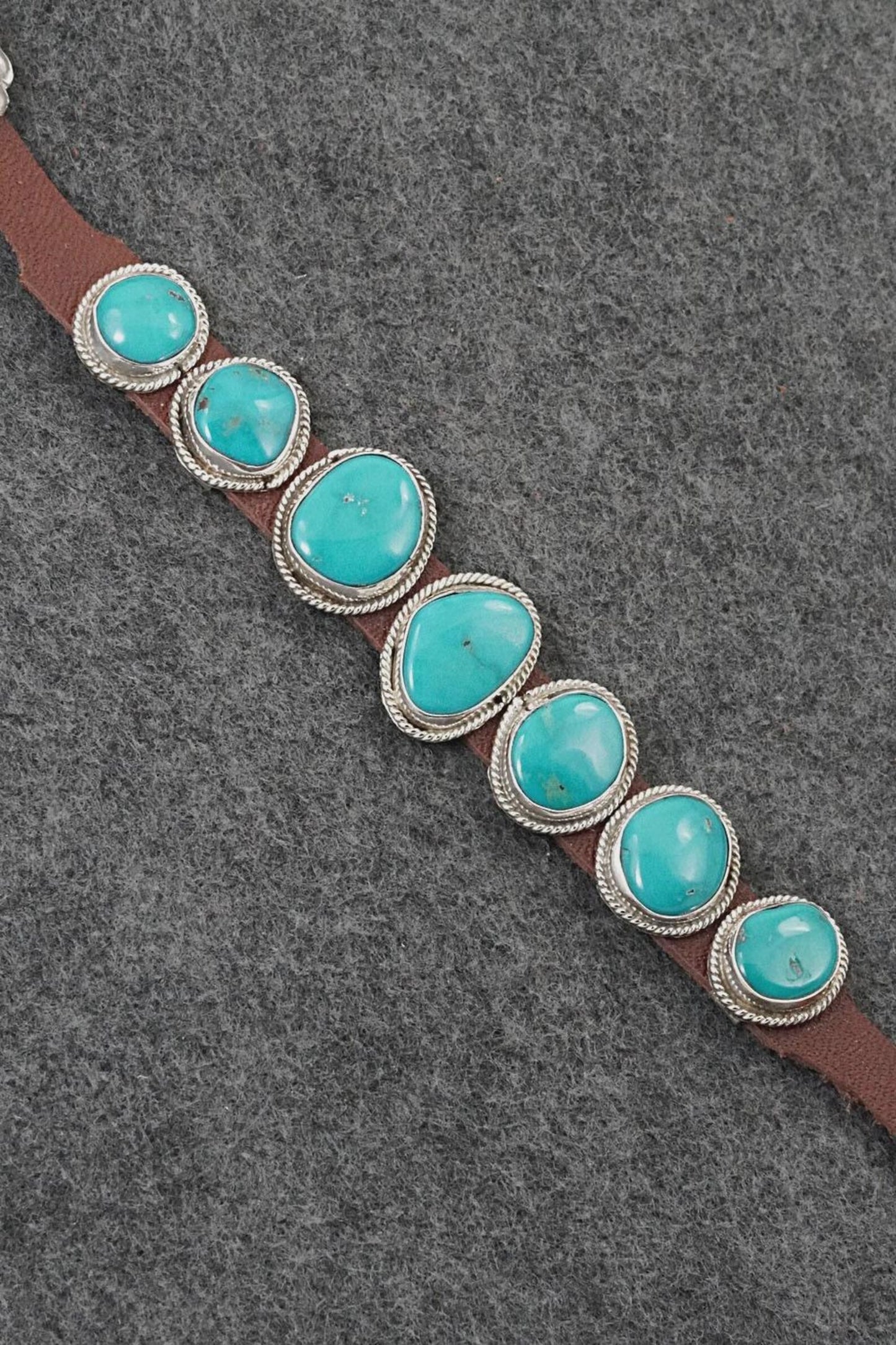 Turquoise & Sterling Silver Leather Bracelet