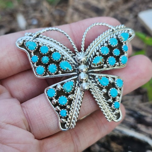 Adjustable Turquoise and Sterling Silver Butterfly Ring by Tina Jones